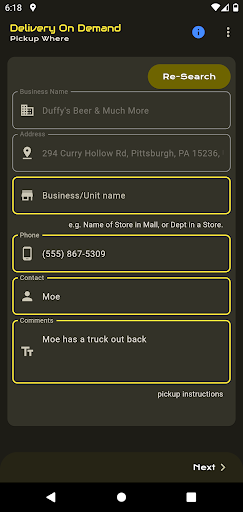 TOADApp - Delivery On Demand Screen 3