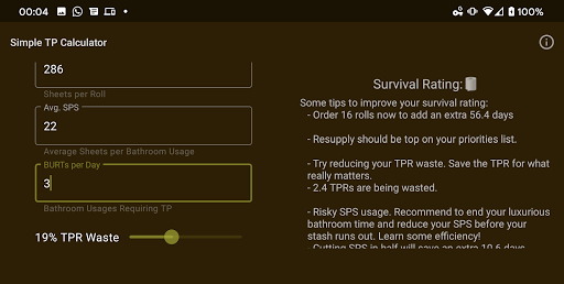 TP Calculator Screen 3