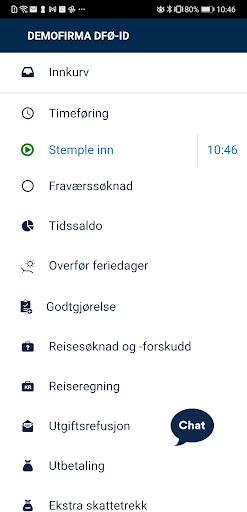 Android application DFØ self service screenshort