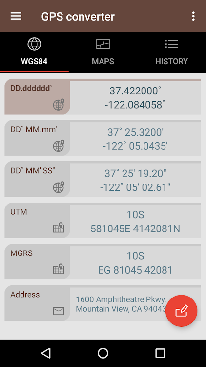 GPS coordinate converter - 1.1.12a - (Android)