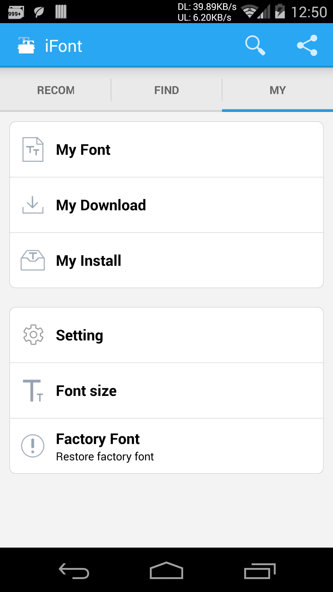 Android application iFont(Expert of Fonts) screenshort
