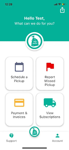 Android application Yo-Waste - Trash Pickup App screenshort