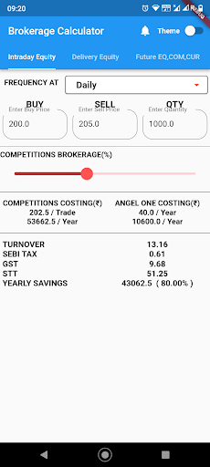 Android application Angell Brokerage Calculator screenshort