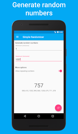Android application Simple Randomizer screenshort