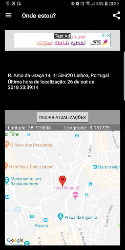Visualização do aplicativo
