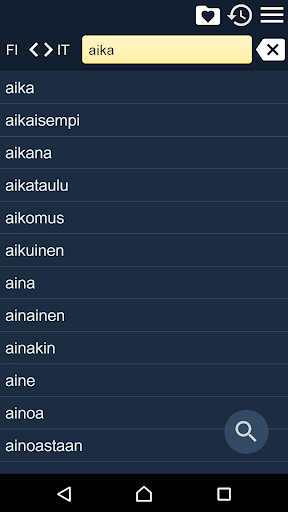 Android application Italian Finnish Dictionary screenshort