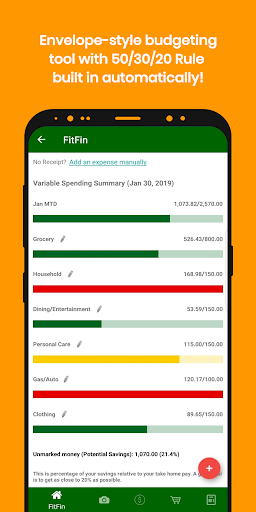 Android application FitFin: Shopping Tracker, Rece screenshort
