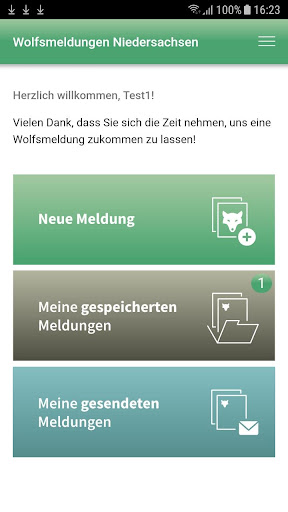 Android application Wolfsmeldungen Niedersachsen screenshort