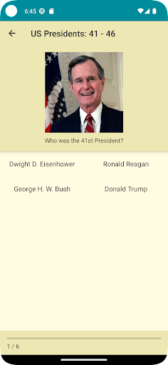 US Presidents Trivia Screen 2