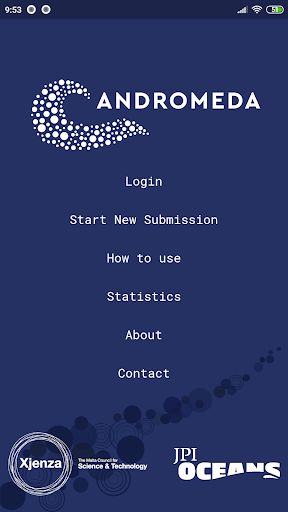 Android application ANDROMEDA microplastics screenshort