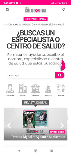 Android application Guía Salud y Vida screenshort