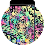 Galaxy Neon Theme:Cute Colorful Owl Live Wallpaper icon