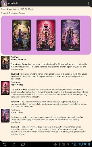 Screenshot of Crystal Visions Tarot