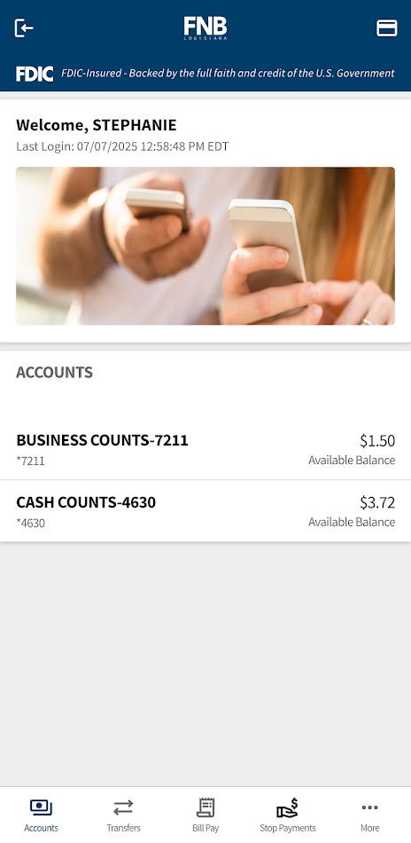 #2. FNB of Louisiana Mobile (Android) By: FNB-LA