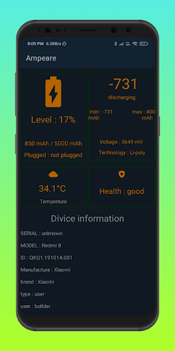 Ampeometer : Battery tracker Screen 2