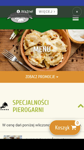Android application Pierogarnia na Wspólnej screenshort