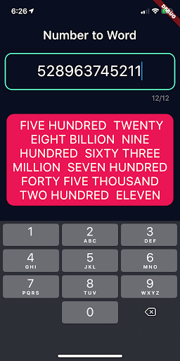 Android application Numbers to Words screenshort