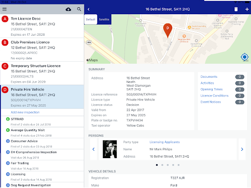OnSite - Licensing Enforcement Screen 2