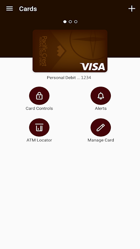 myPCFCU Card Controls Screen 2