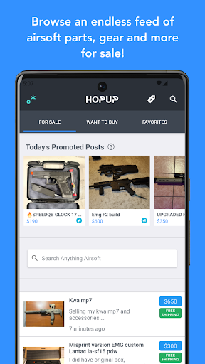 Android application HopUp - Airsoft Marketplace screenshort