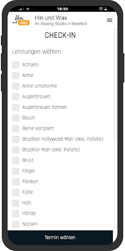 Hin und Wax App Screen 2