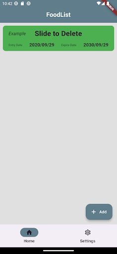 Android application FoodList screenshort