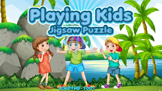 Playing Kids Jigsaw Puzzle