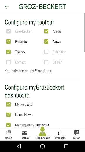 myGrozBeckert Screen 2