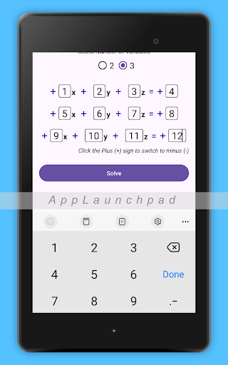 Simultaneous Equation Solver Screen 3
