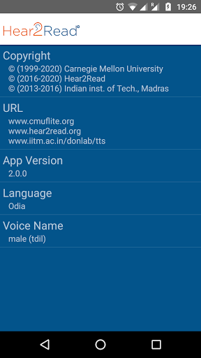 Android application Hear2Read Odia Text to Speech screenshort