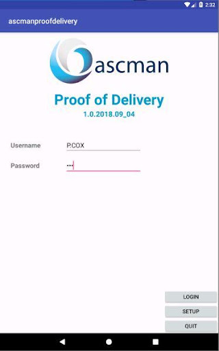 Android application ascman proof of delivery screenshort