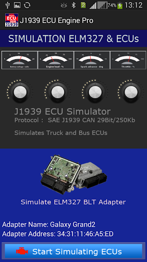 Android application J1939 ECU Engine Pro screenshort