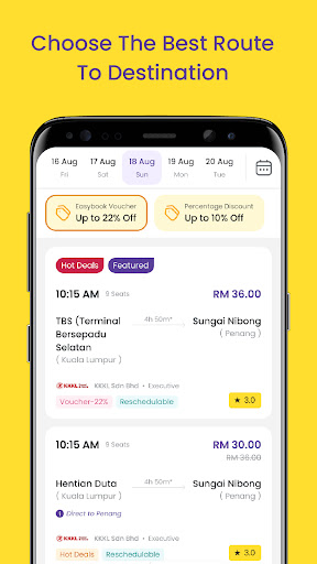 Screenshot of Easybook® Bus Train Ferry Car