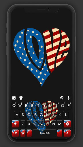 Android application Heart USA Flag Keyboard Backgr screenshort