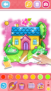 Glitter Doll House Drawing and Coloring for Kids