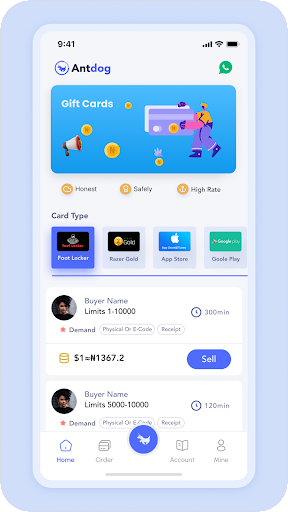 Android application Antdog-Sell Gift Cards screenshort