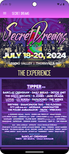Android application Secret Dreams Music Festival screenshort