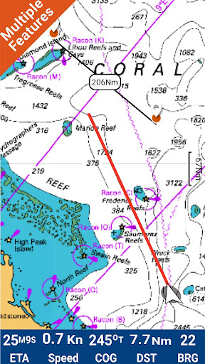 Android application Coral Sea GPS Nautical Charts screenshort