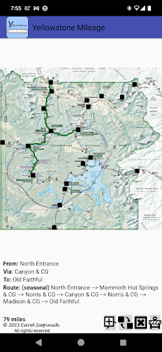 Android application Yellowstone Mileage screenshort