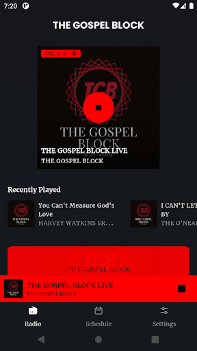 Android application THE GOSPEL BLOCK RADIO STATION screenshort