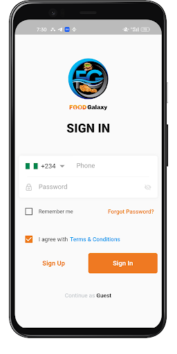 Android application Food Galaxy screenshort