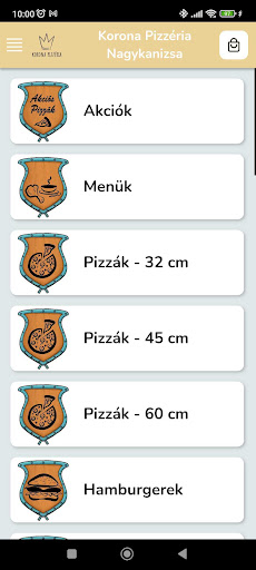 Android application Korona Pizzéria Nagykanizsa screenshort