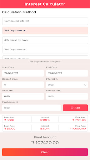 Interest Calculator- Jewellers Screen 2