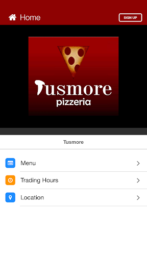Android application Tusmore Pizzeria screenshort