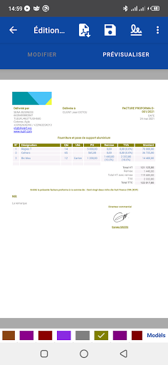 Android application Facture rapide screenshort