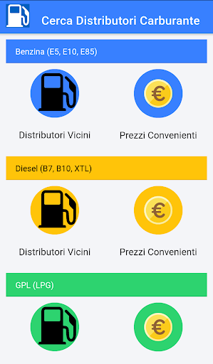 Android application Cerca Distributori Carburante screenshort