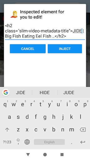 Android application JIDE | JS Console & Inspect El screenshort