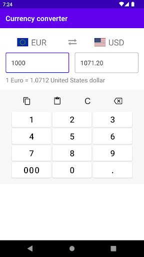 Android application Currency Converter screenshort