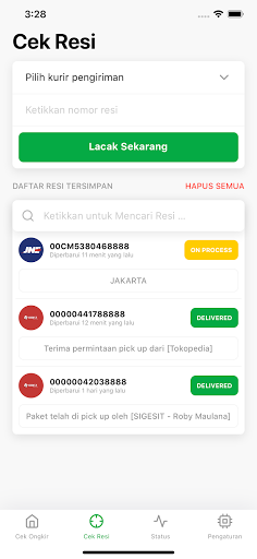 Android application Kiriman: Cek Resi & Ongkir screenshort