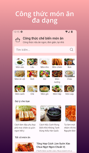 Android application Công thức nấu ăn screenshort